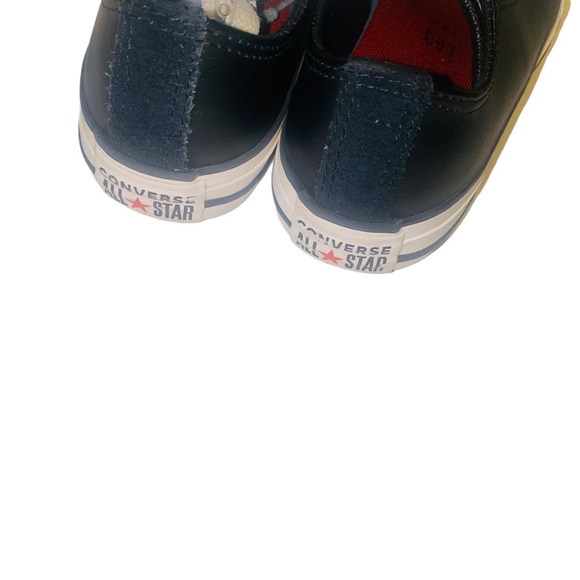 Converse chuck taylor all star black leather low top sneakers size 2 youth - Picture 4 of 5